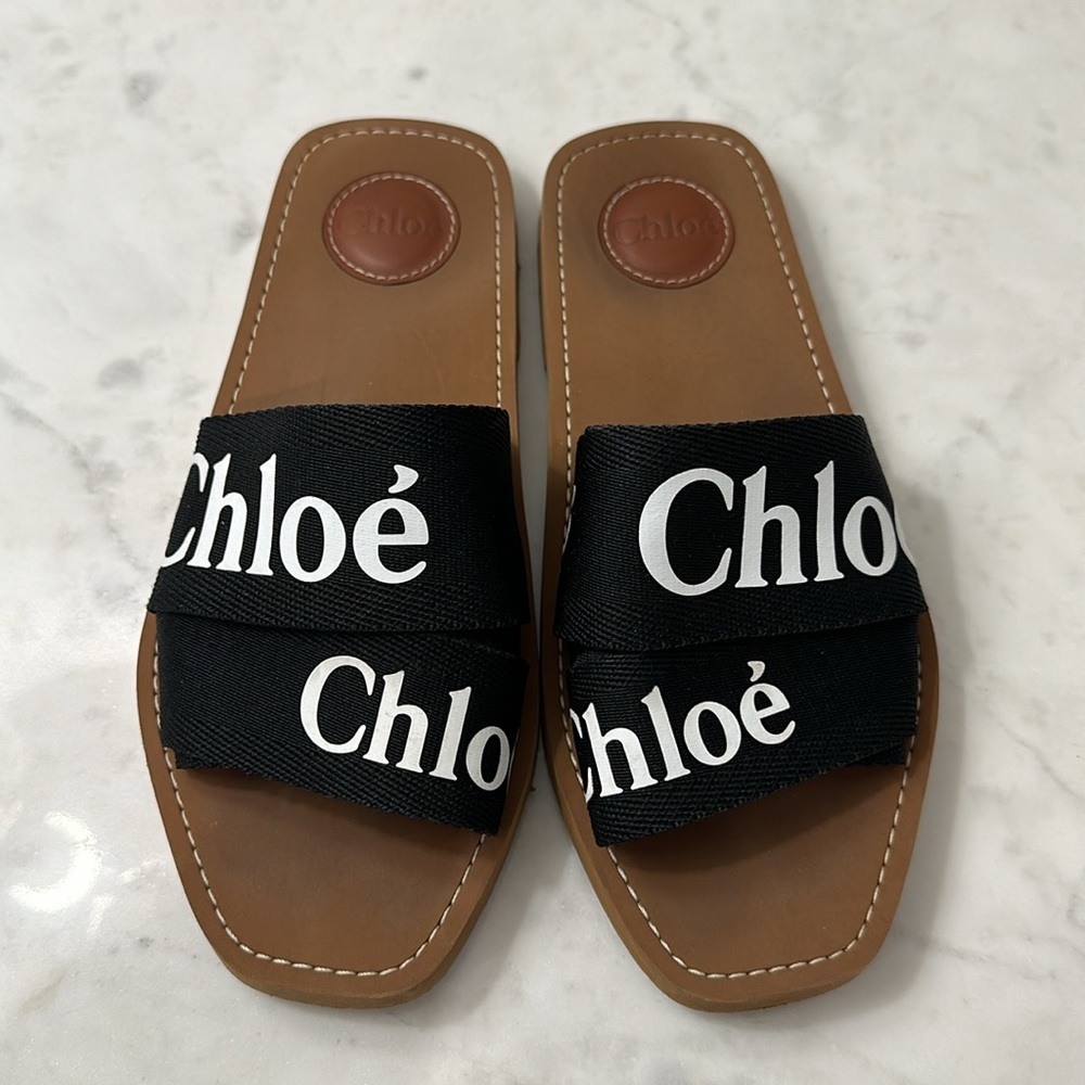 Chloe Woody Logo Slide Sandal